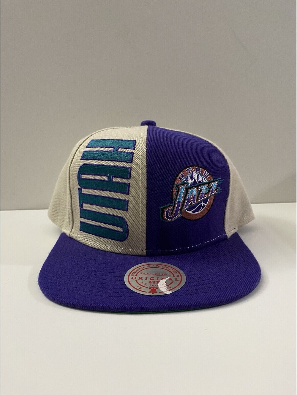 Mitchell & Ness NBA Utah Jazz Panel Bold Logo SnapBack Hat 90’s Design New